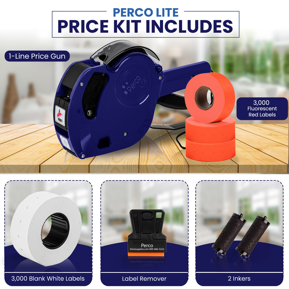 Perco Lite 1 Line Price Gun with Labels Kit