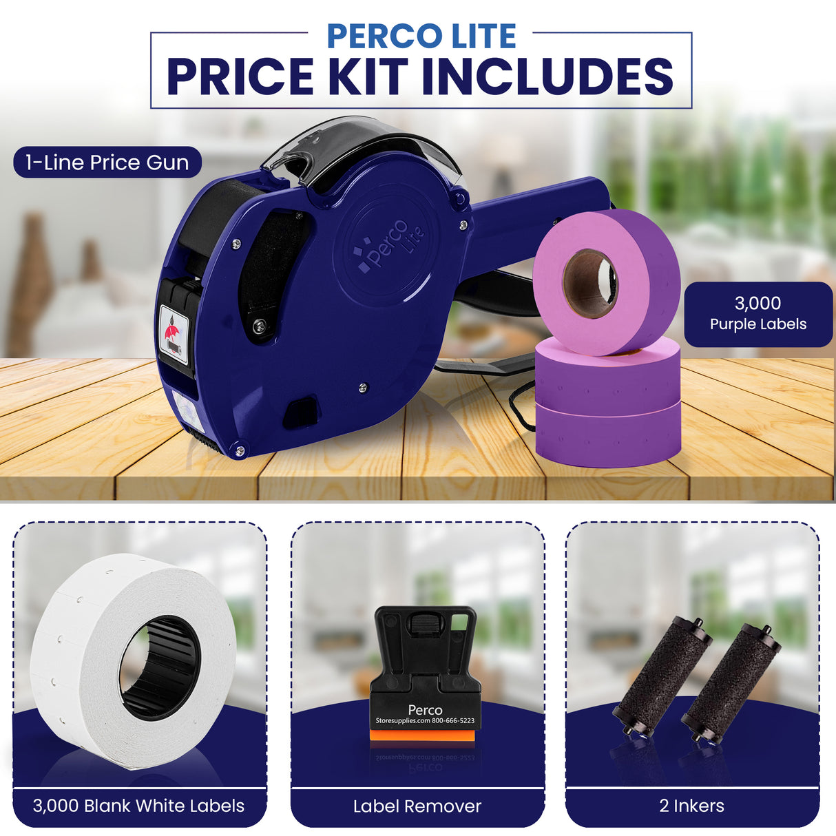 Perco Lite 1 Line Price Gun with Labels Kit