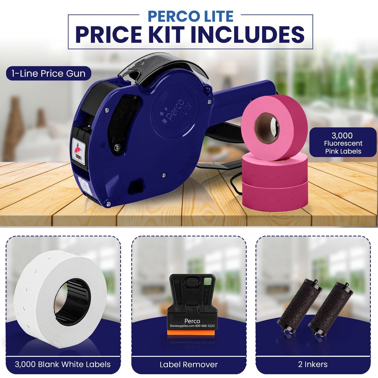 Perco Lite 1 Line Price Gun with Labels Kit