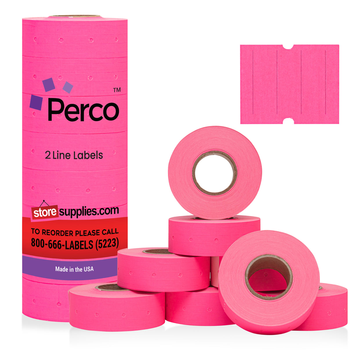 Perco 2 Line Labels - Blank Price and Date Gun Labels for Perco 2 Line Price and Date Guns - Made in USA