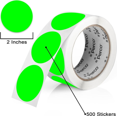 2 - Inch Round Circle Dot Sticker Labels with Strong and Permanent Adhesive - 500 Labels per Roll - Vibrant Colors - Store Supplies