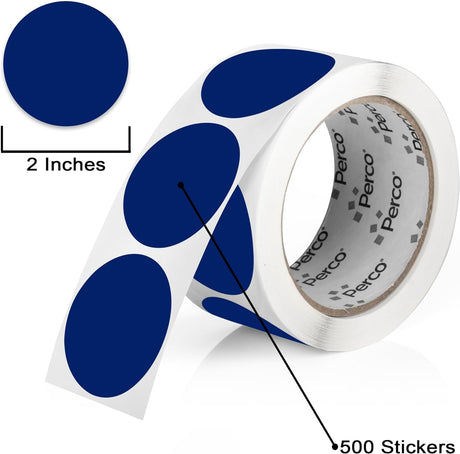 2 - Inch Round Circle Dot Sticker Labels with Strong and Permanent Adhesive - 500 Labels per Roll - Vibrant Colors - Store Supplies