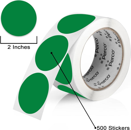 2 - Inch Round Circle Dot Sticker Labels with Strong and Permanent Adhesive - 500 Labels per Roll - Vibrant Colors - Store Supplies
