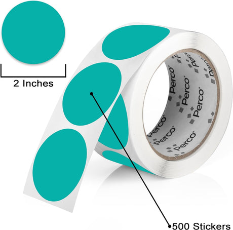 2 - Inch Round Circle Dot Sticker Labels with Strong and Permanent Adhesive - 500 Labels per Roll - Vibrant Colors - Store Supplies