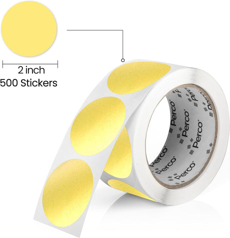 2 - Inch Round Circle Dot Sticker Labels with Strong and Permanent Adhesive - 500 Labels per Roll - Vibrant Colors - Store Supplies