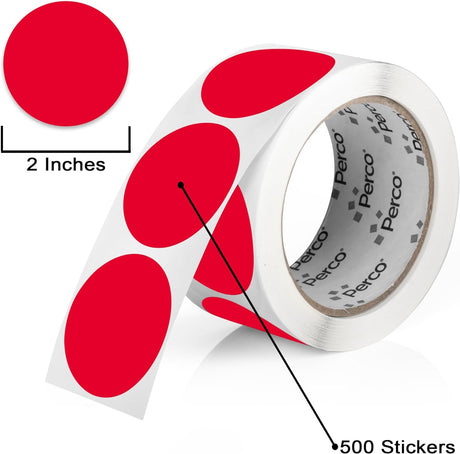 2 - Inch Round Circle Dot Sticker Labels with Strong and Permanent Adhesive - 500 Labels per Roll - Vibrant Colors - Store Supplies