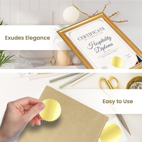 2 - Inch Serrated Edge Sticker Labels - Metallic Gold 1 Roll