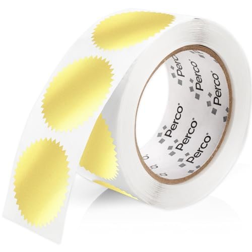 2 - Inch Serrated Edge Sticker Labels - Metallic Gold 1 Roll