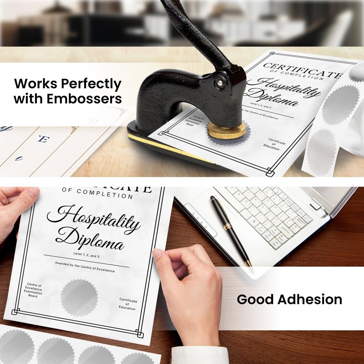 2 - Inch Serrated Edge Sticker Labels - Metallic Silver 1 Roll