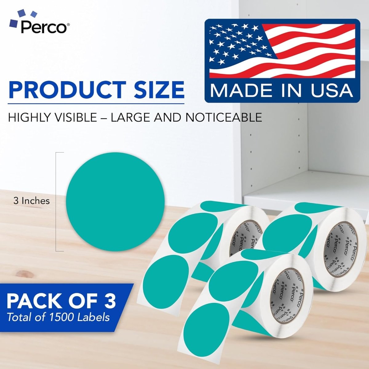 3 - Inch Round Circle Dot Sticker Labels with Strong and Permanent Adhesive - 500 Labels per Roll - Vibrant Colors - Made in USA - Store Supplies