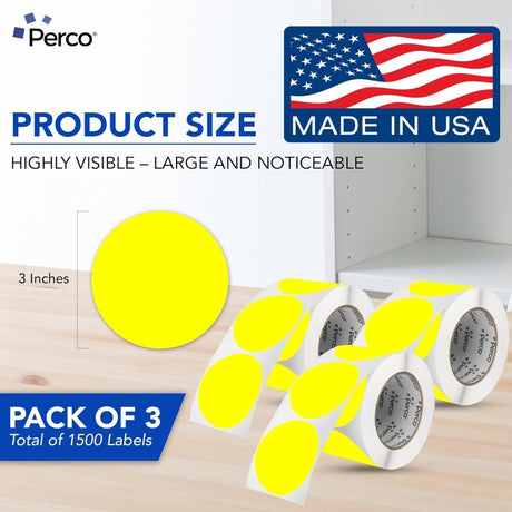 3 - Inch Round Circle Dot Sticker Labels with Strong and Permanent Adhesive - 500 Labels per Roll - Vibrant Colors - Made in USA - Store Supplies