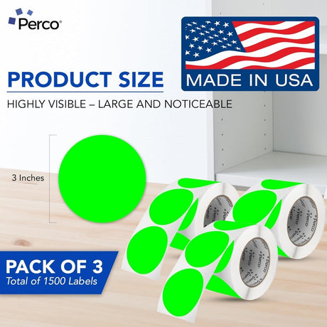 3 - Inch Round Circle Dot Sticker Labels with Strong and Permanent Adhesive - 500 Labels per Roll - Vibrant Colors - Made in USA - Store Supplies