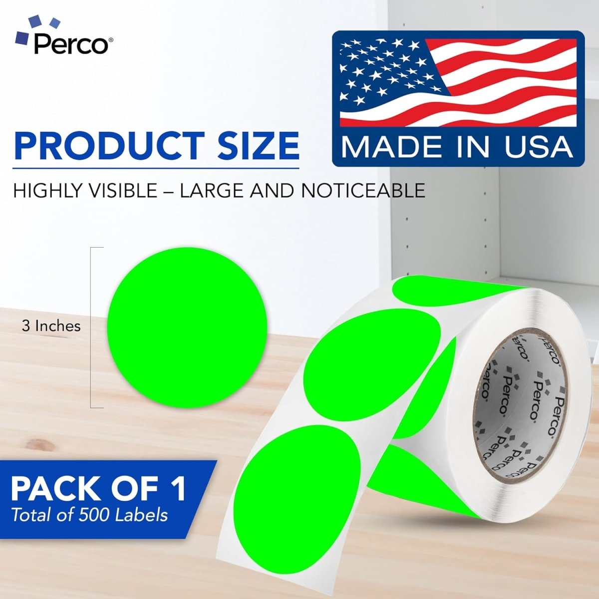 3 - Inch Round Circle Dot Sticker Labels with Strong and Permanent Adhesive - 500 Labels per Roll - Vibrant Colors - Made in USA - Store Supplies
