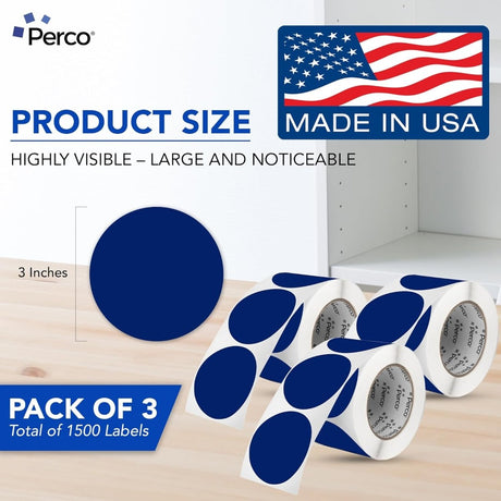 3 - Inch Round Circle Dot Sticker Labels with Strong and Permanent Adhesive - 500 Labels per Roll - Vibrant Colors - Made in USA - Store Supplies
