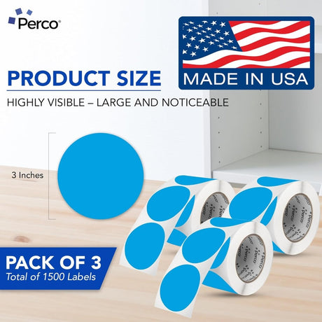 3 - Inch Round Circle Dot Sticker Labels with Strong and Permanent Adhesive - 500 Labels per Roll - Vibrant Colors - Made in USA - Store Supplies