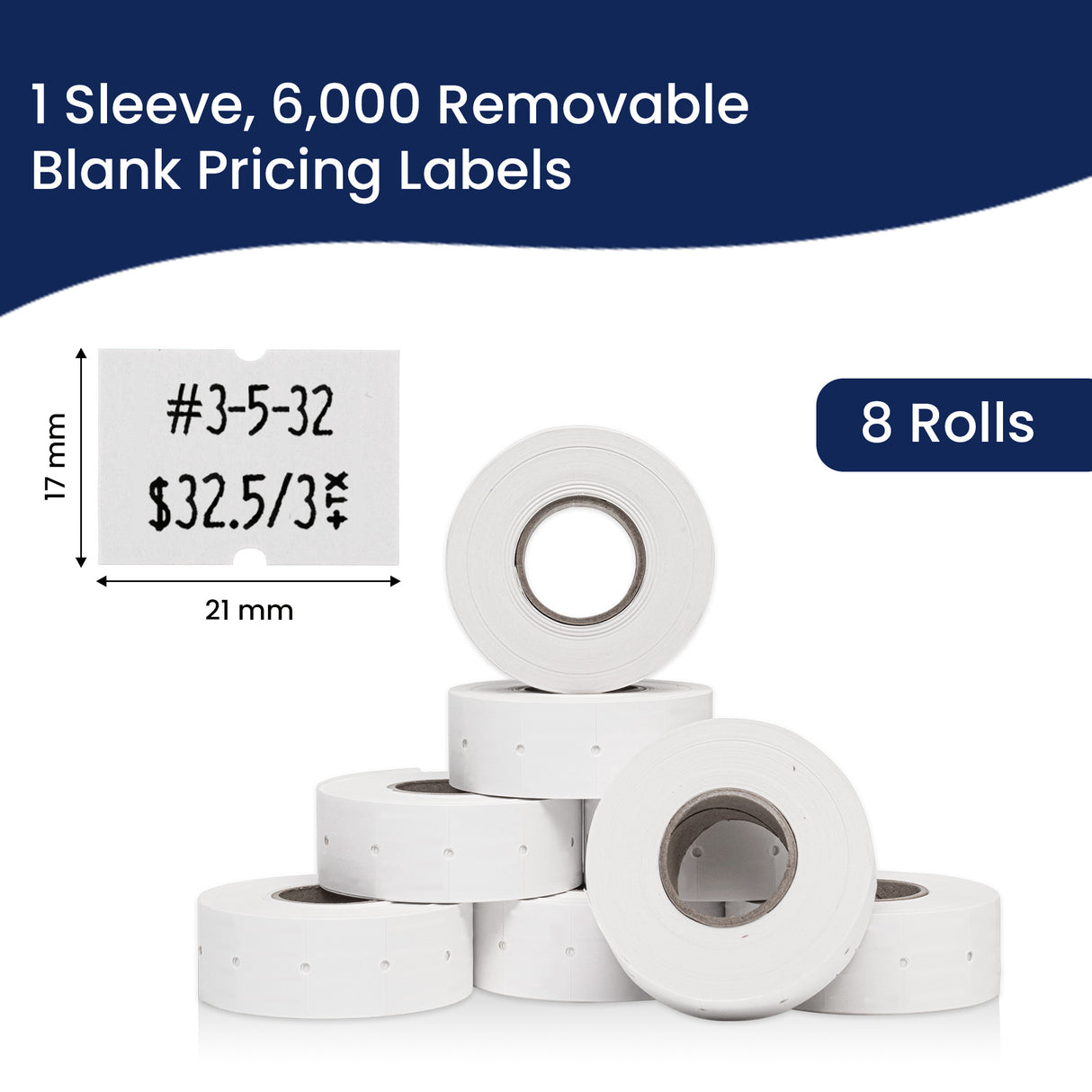 Perco 2 Line Labels - Blank Price and Date Gun Labels for Perco 2 Line Price and Date Guns - Made in USA