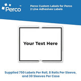 Perco Custom Labels for Perco 2 Line Adhesives Labels - Choose Color, Font and Imprint - Case of 30 Sleeves