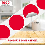 Perco 1-Inch Round Circle Dot Sticker Labels with Removable Adhesive