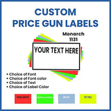 Custom Labels for Monarch 1131 Adhesives Labels - Choose Color, Font and Imprint - Case of 8 Sleeves