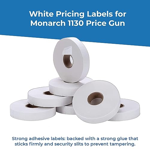 White Pricing Labels for Monarch 1130 Price Gun - Blank Marking Labels - with Ink Roll Included