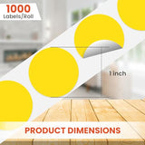 Perco 1-Inch Round Circle Dot Sticker Labels with Removable Adhesive