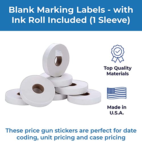 White Pricing Labels for Monarch 1130 Price Gun - Blank Marking Labels - with Ink Roll Included