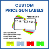 Perco Custom Labels for Perco 1 Line Adhesives Labels - Choose Color, Font and Imprint - Case of 30 Sleeves