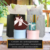 RACHELLE'S Paper Gift Bag Assortment - Perfect for Birthdays, Father's Day, Parties, Holidays, and More (Black, Silver and Gold)