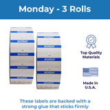 Perco 1 Line Day of The Week Labels - 3 Rolls, Blank Dating Labels for Perco 1 Line Price & Date Guns (Monday - 1 Line Labels)