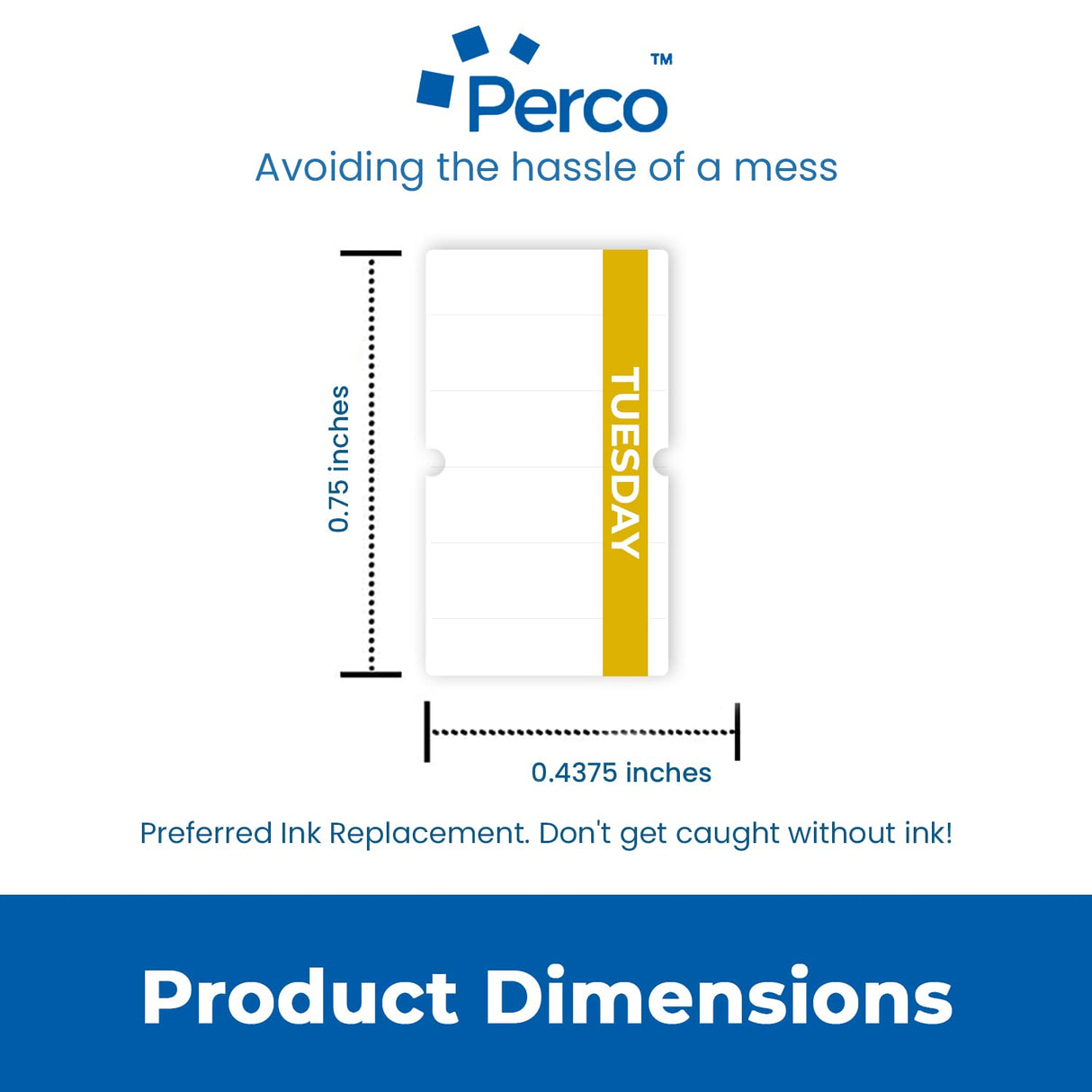 Perco 1 Line Day of The Week Labels - 3 Rolls, Blank Dating Labels for Perco 1 Line Price & Date Guns (Tuesday - 3 Rolls, 1 Line Labels)