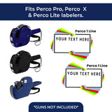 Perco Custom Labels for Perco 1 Line Adhesives Labels - Choose Color, Font and Imprint - Case of 30 Sleeves