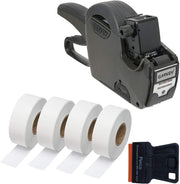 Garvey label printer with four rolls of labels on a white background