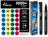 Perco Garage Sale Price Stickers with Counterfeit Money Detector Pens Kit - Includes 1000+ Pre-Priced & 75+ Blank Stickers and a Pack of 2 Fake US Bill Checker to Ensure Authenticity and Prevent Fraud