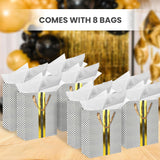 RACHELLE'S Paper Gift Bag Assortment - Perfect for Birthdays, Father's Day, Parties, Holidays, and More (Black, Silver and Gold)