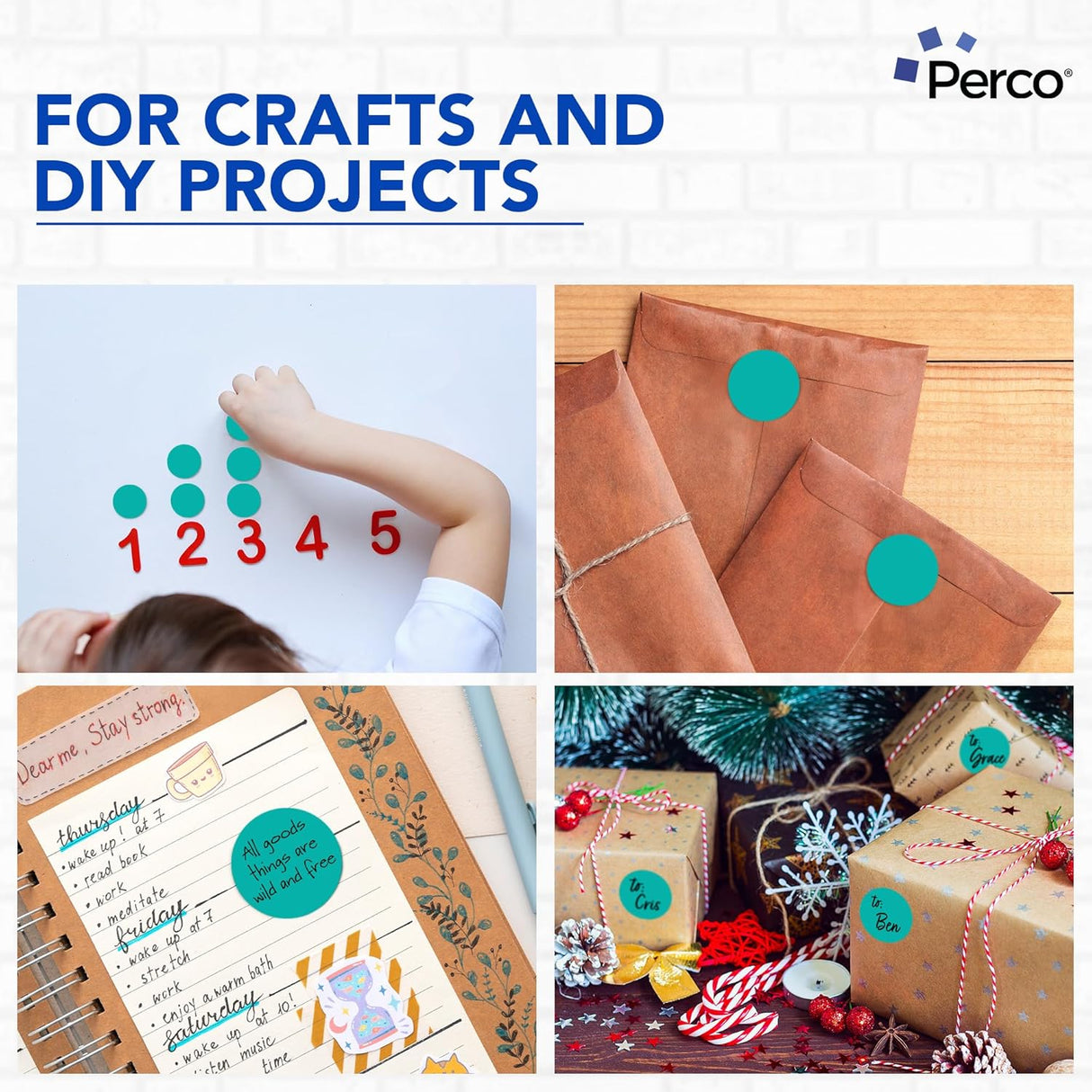 Perco 2-Inch Round Circle Dot Sticker Labels – Easy Peel Perforation – Made in USA