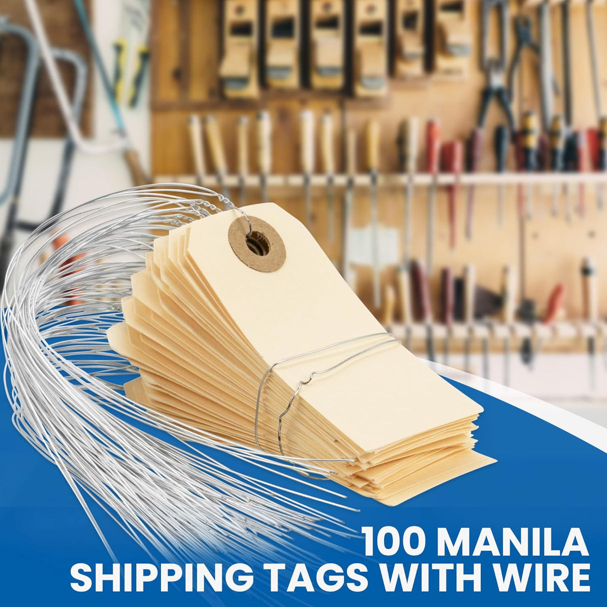 Perco Manila Shipping Tags #5 4 3/4" x 2 3/8" (12 x 6 cm) with Metal Wire