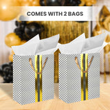 RACHELLE'S Paper Gift Bag Assortment - Perfect for Birthdays, Father's Day, Parties, Holidays, and More (Black, Silver and Gold)