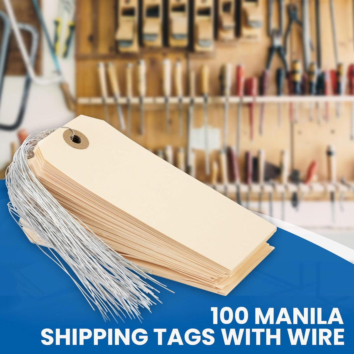 Perco Manila Shipping Tags #5 4 3/4" x 2 3/8" (12 x 6 cm) with Metal Wire