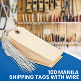 Perco Manila Shipping Tags #5 4 3/4" x 2 3/8" (12 x 6 cm) with Metal Wire