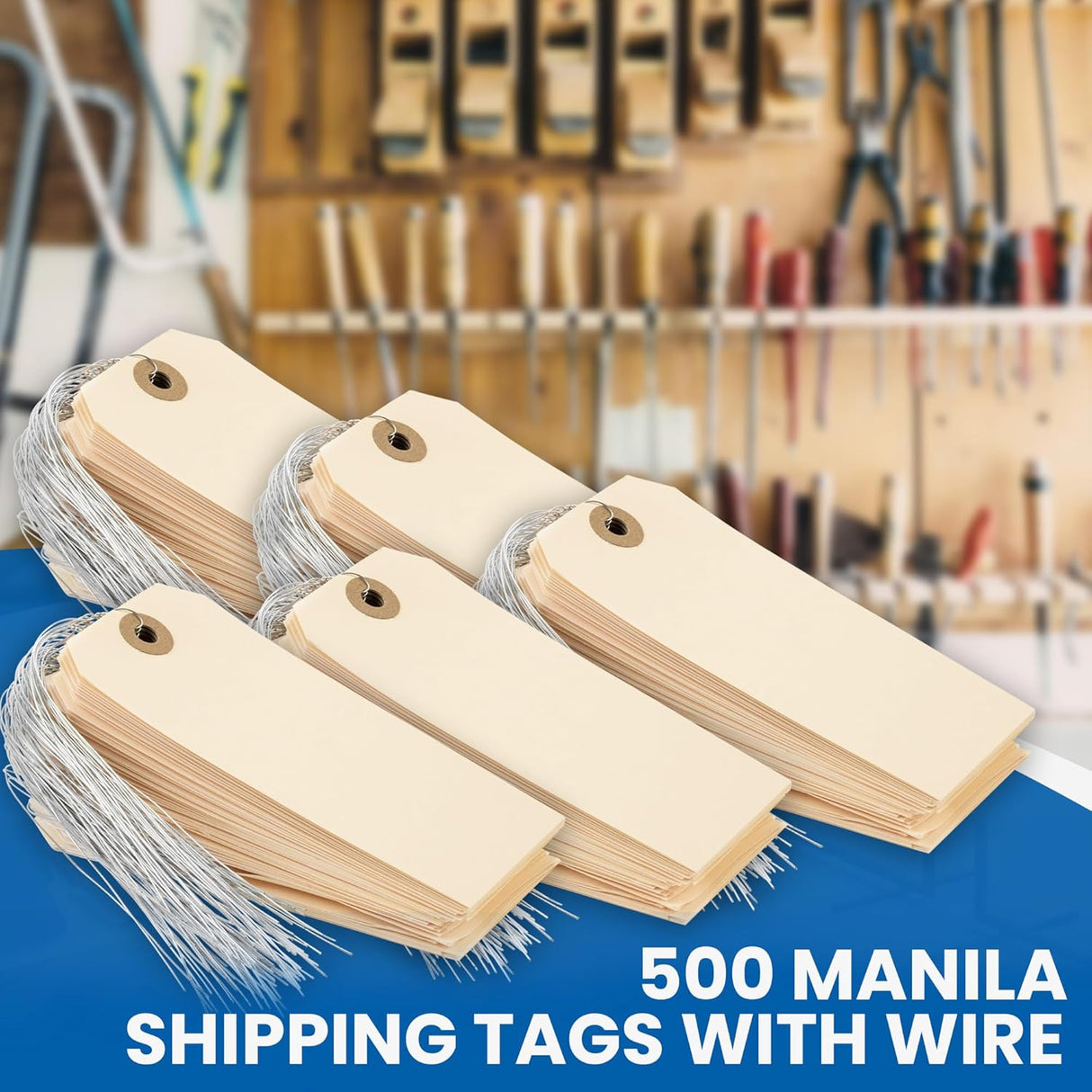 Perco Manila Shipping Tags #5 4 3/4" x 2 3/8" (12 x 6 cm) with Metal Wire