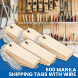 Perco Manila Shipping Tags #5 4 3/4" x 2 3/8" (12 x 6 cm) with Metal Wire