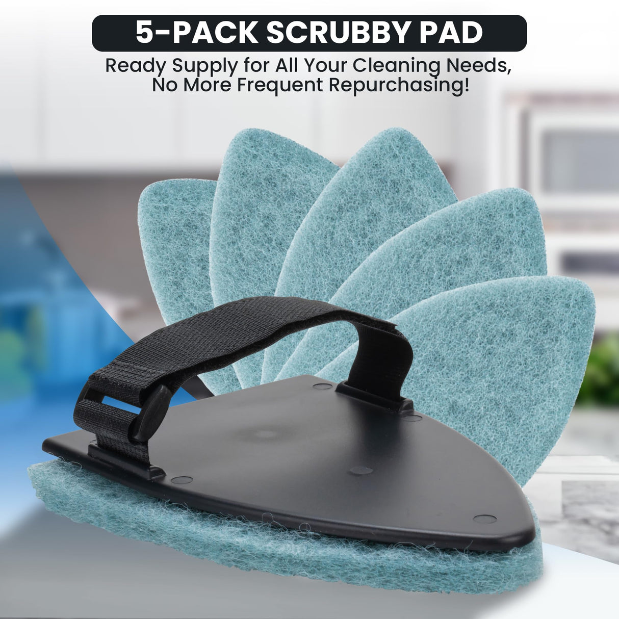 Glue Gone Replacement Scrubbing Felt Pads (5 Pack) - Multipurpose Non-Scratch Nylon Scouring Pad Refills for Light-Duty Kitchen, Bathroom & Household Cleaning - Removes Adhesives, Grime, Stains & More