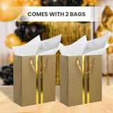 RACHELLE'S Paper Gift Bag Assortment - Perfect for Birthdays, Father's Day, Parties, Holidays, and More (Black, Silver and Gold)