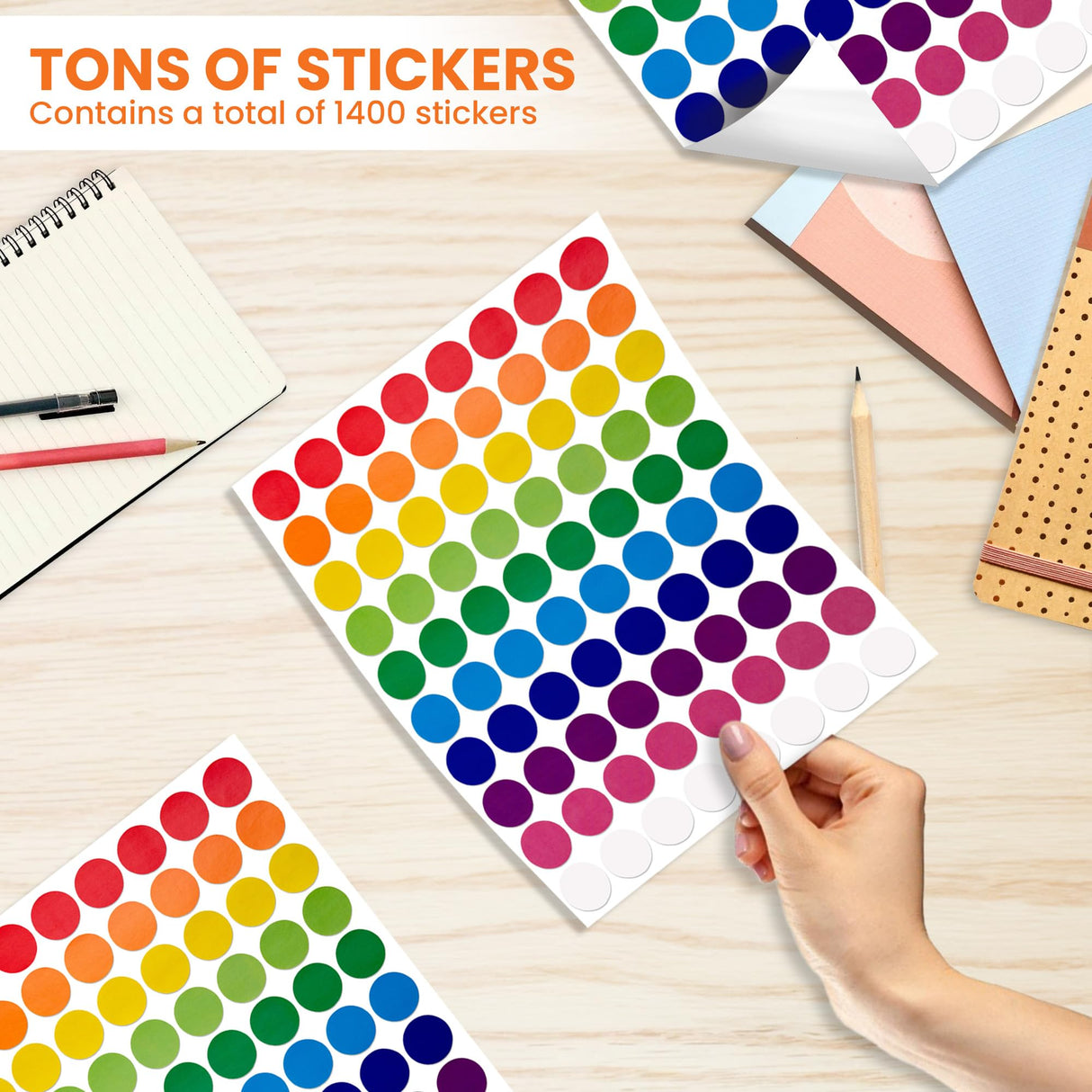 Perco 3/4 Inch Color Coding Round Sticker Labels - 1,400 Blank Multicolored Circle Dot Stickers - Vibrant, Easy-to-Write-On Labels - Ideal for Yard Sales, Toddler Learning, Crafts, Organization & More