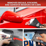 Glue Gone Decal Remover Kit - Includes 10-oz Adhesive Remover, Eraser Wheel, 3-in Label Scraper with 3 Replacement Blades - Complete Set for Removing Decals, Stickers, Adhesives from Cars, RVs, & More