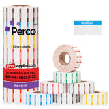 Perco 1 Line Day of The Week Labels - 7 Rolls, Blank Dating Labels for Perco 1 Line Price & Date Guns (Full Week - 1 Sleeve, 1 Line Labels)