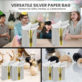 RACHELLE'S Paper Gift Bag Assortment - Perfect for Birthdays, Father's Day, Parties, Holidays, and More (Black, Silver and Gold)