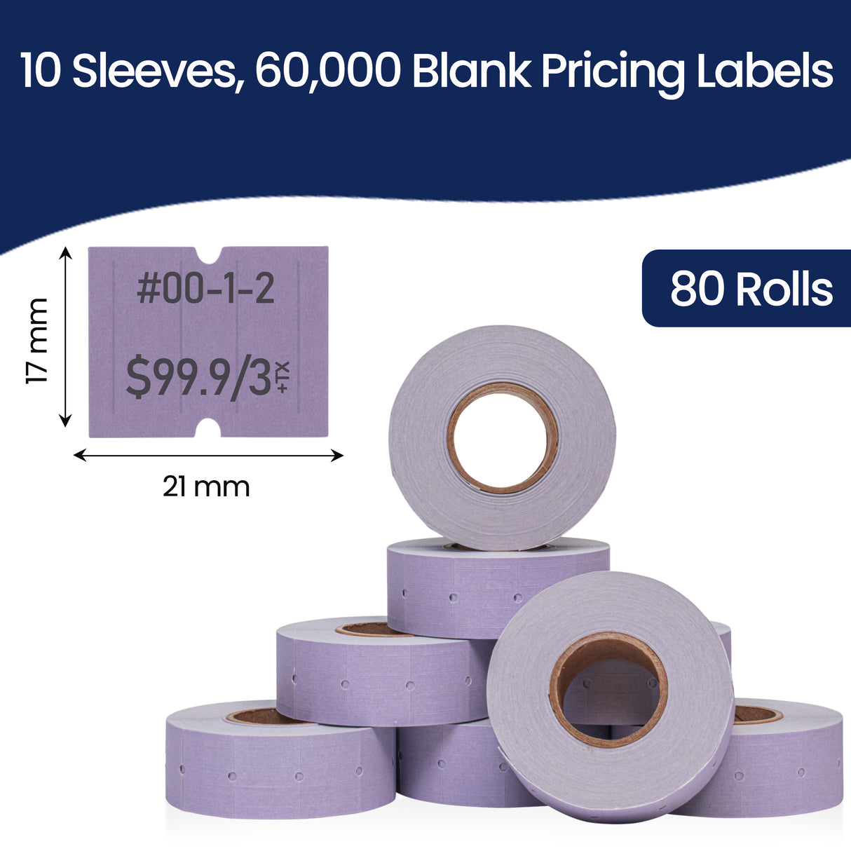 Perco 2 Line Labels - Blank Price and Date Gun Labels for Perco 2 Line Price and Date Guns - Made in USA