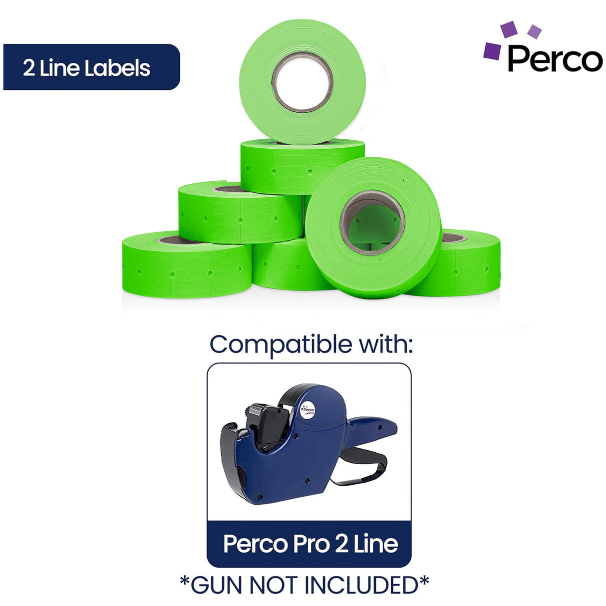 Perco 2 Line Labels - Blank Price and Date Gun Labels for Perco 2 Line Price and Date Guns - Made in USA