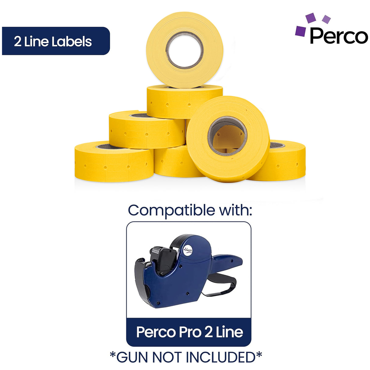 Perco 2 Line Labels - Blank Price and Date Gun Labels for Perco 2 Line Price and Date Guns - Made in USA